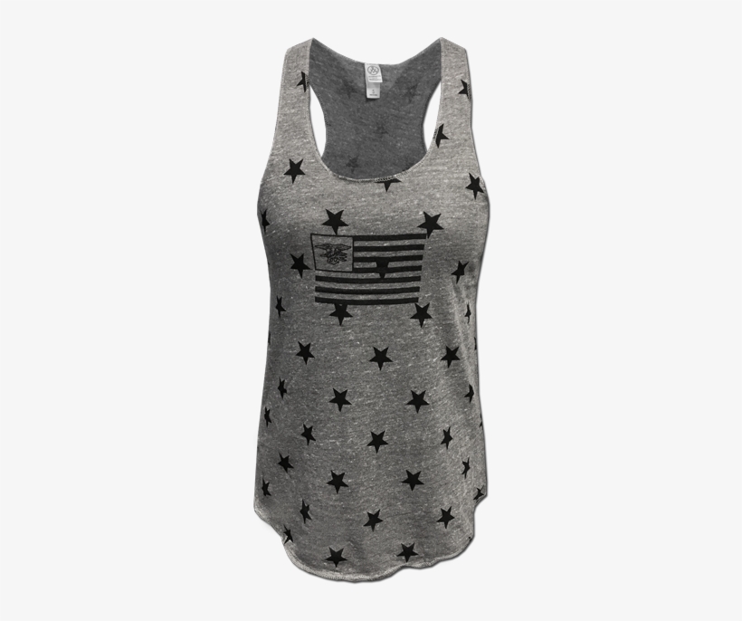 Ladies' Trident Flag Stars Tank Patriotic American - Top, transparent png