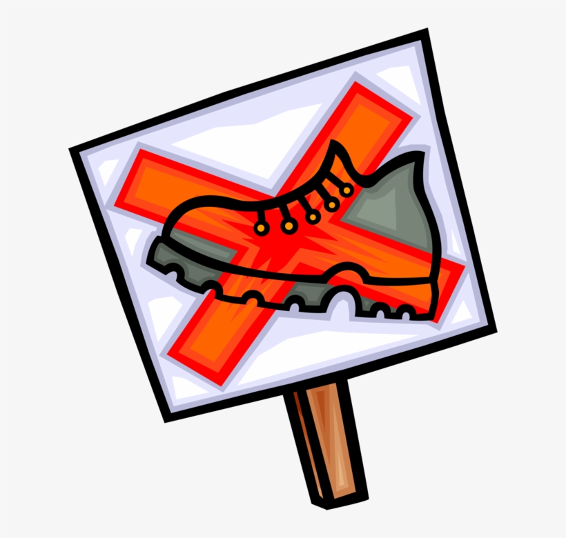 Vector Illustration Of No Hiking Or Do Not Walk Sign - Sign, transparent png