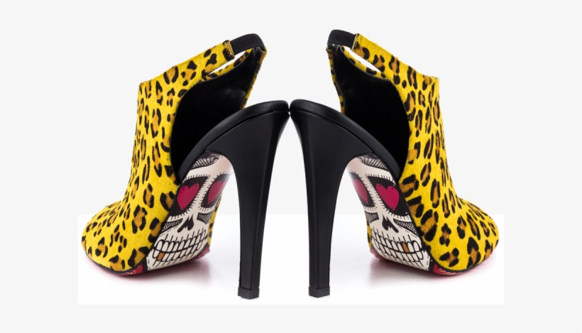Women's Yellow Leopard Print Shoes Sling Black Stiletto - Taylorsays Paige Leopard Peep Toe Slingback Pumps, transparent png