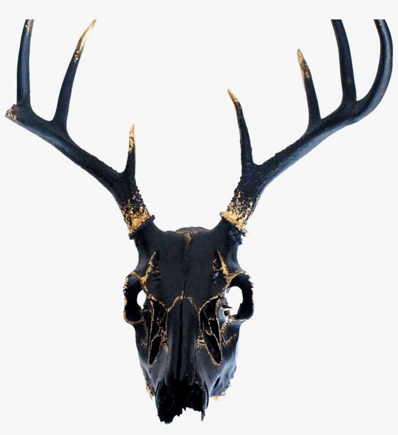01 - Deer Skull Painted Black, transparent png