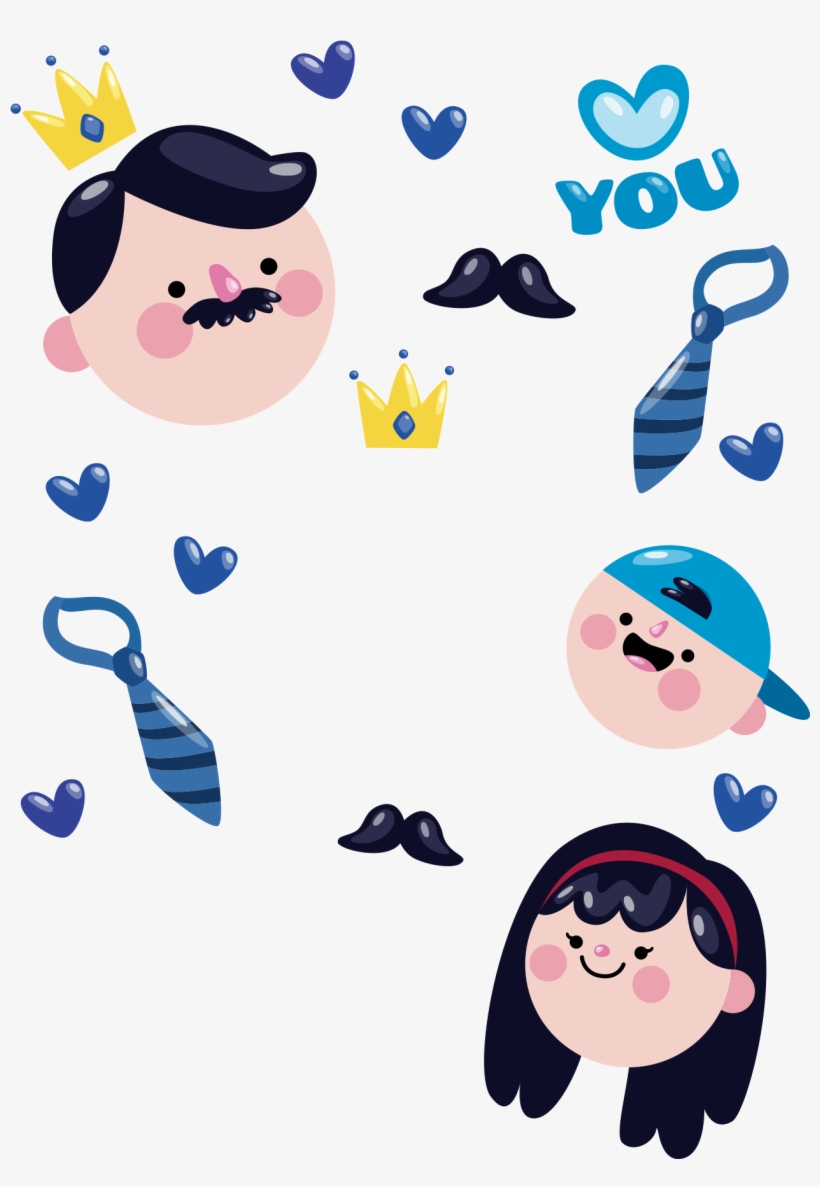 Hand Drawn Cartoon Father S Day Decoration Psd Image - Father's Day, transparent png