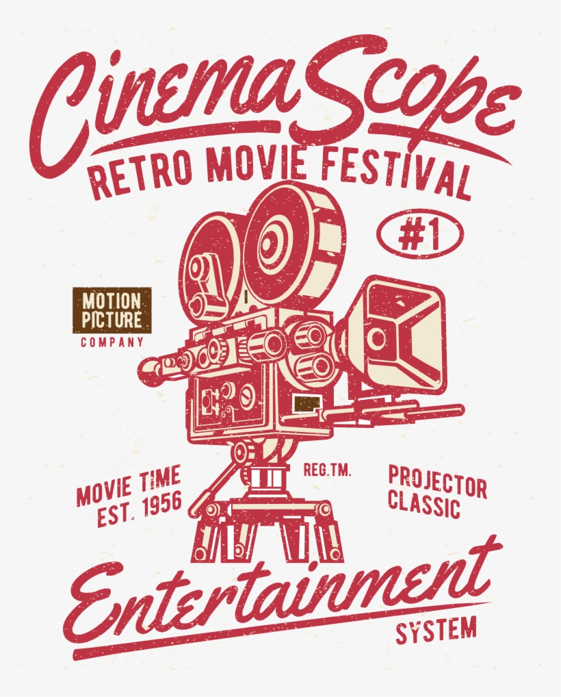 Retro Cinema Scope - Tee Shirt Cinema, transparent png