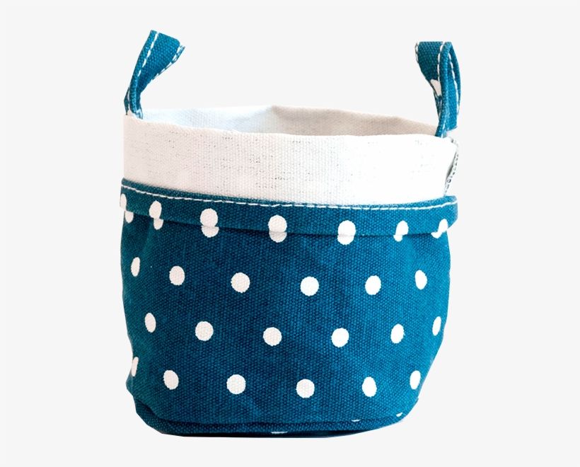 Canvas Bucket - Navy Dots - Canvas, transparent png