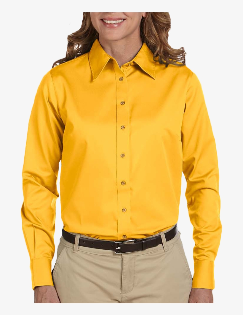 Ladies' Easy Blend™ Long Sleeve Twill Shirt With Stain - Harriton Ladies Easy Blend Long-sleeve Shirt Stain-release, transparent png