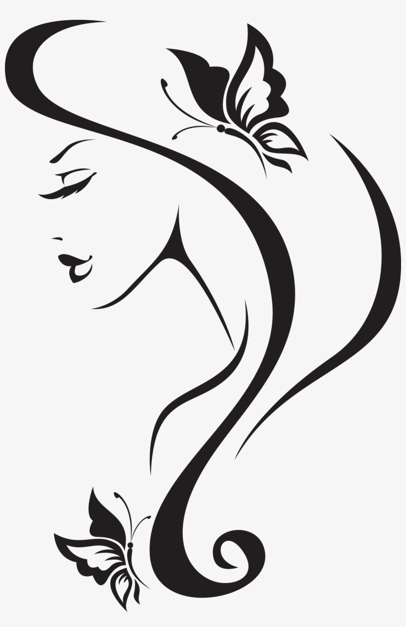 Clip Art Royalty Free Library Abstract Woman Drawing - Cheap Wall Stickers Fashion Beauty And Butterfly Pattern, transparent png