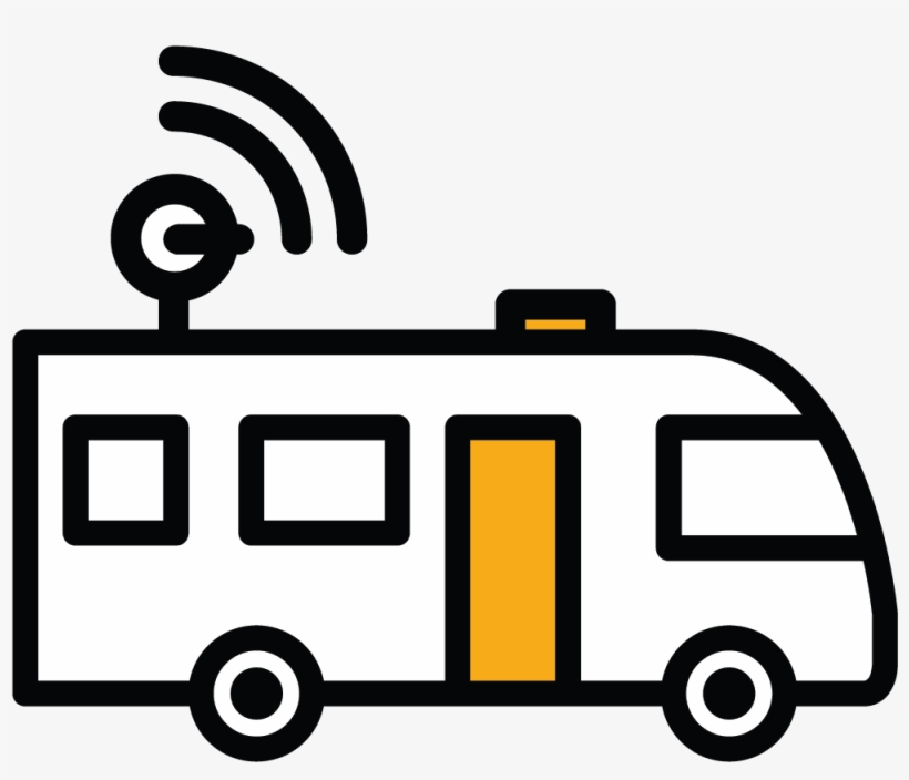 Caravan - Black And White Motorhome Clipart, transparent png