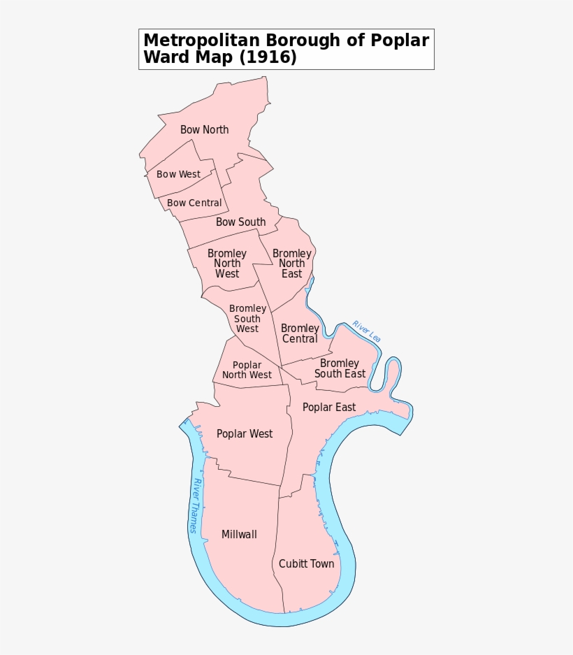 A Map Showing The Wards Of Poplar Metropolitan Borough - Borough Of Lambeth, transparent png