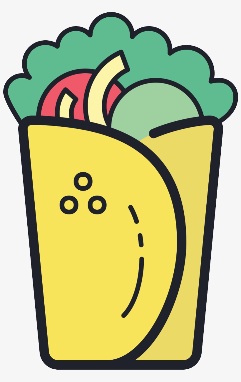 There Is An Oblong Food Object Made Up Of A Tortilla - Icon, transparent png