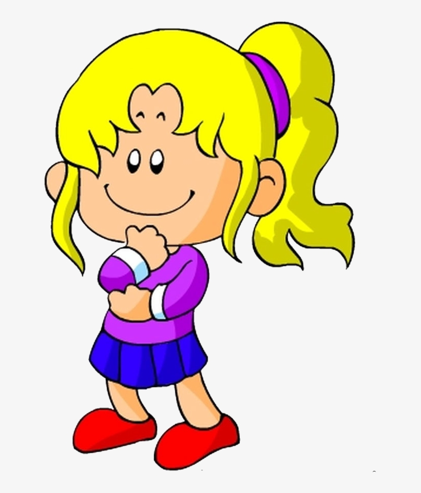 Cartoon Child Clip Art - Niña Pensando Dibujo, transparent png
