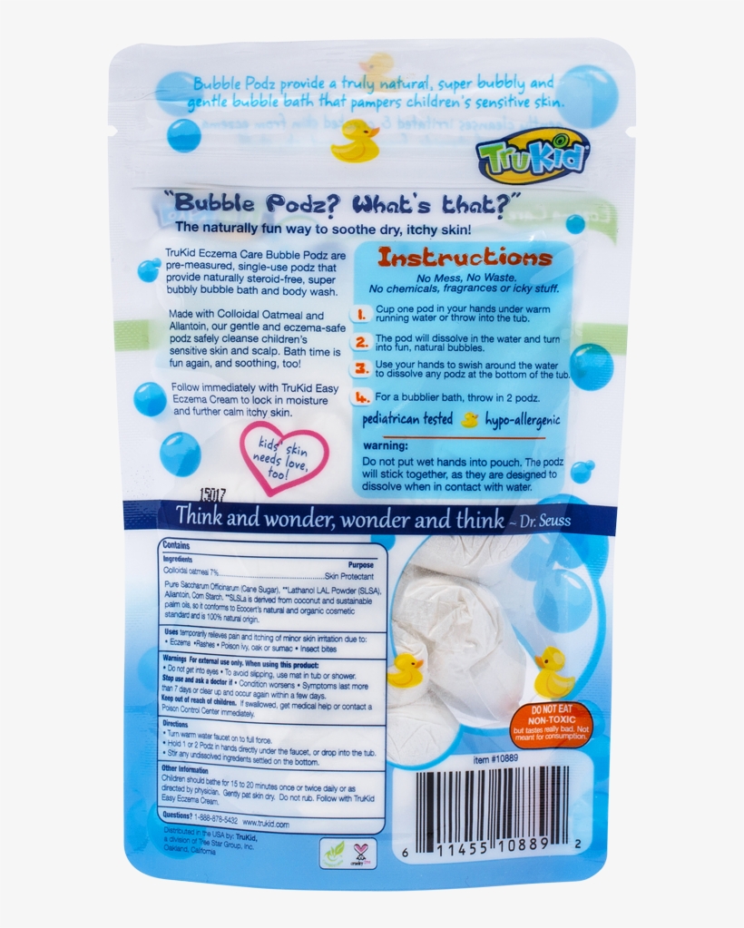 Trukid Bubble Podz, Eczema Care, Bubble Bath, 8 Count - Trukid Bubble Podz Combo Pack (2 X 24 Count), transparent png