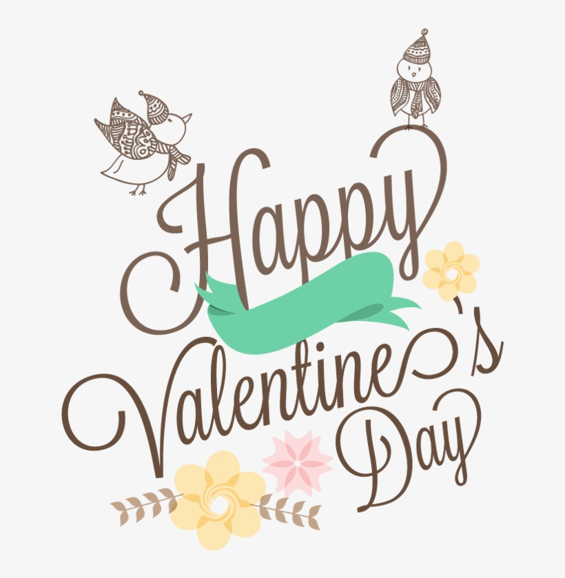 Love Birds Couple With Text Happy Valentine's Day - Valentine's Day, transparent png