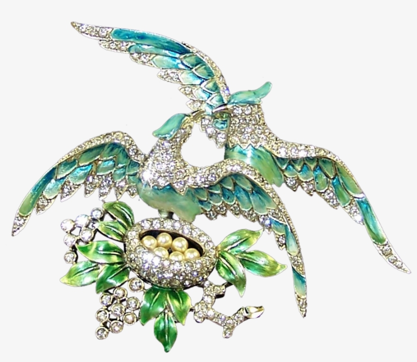 Mb Boucher Rare, Huge Metallic Enamel & Pave 'lovebirds - Jewellery, transparent png