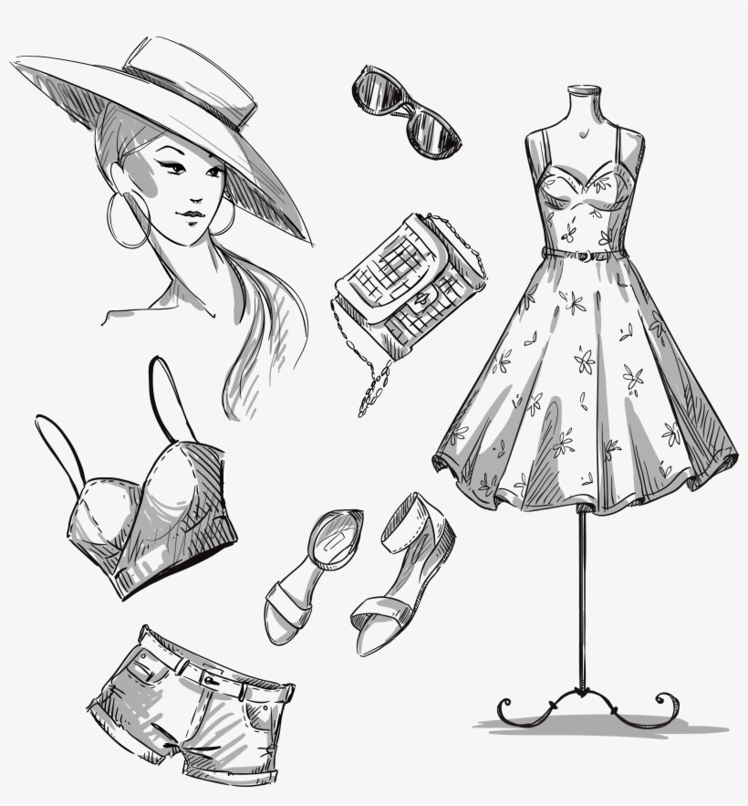 Dress Stock Photography Clothing Women Clothes With - Clothing Drawing, transparent png