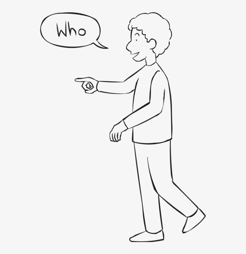 Back Man Pointing To Another Person Asking Who Are - Person, transparent png