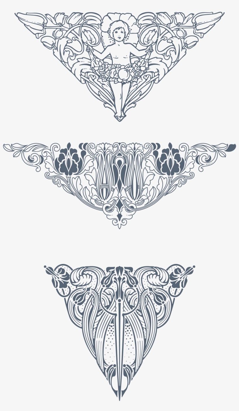 Art Nouveau Vector Png - Art Nouveau Ornaments Png, transparent png