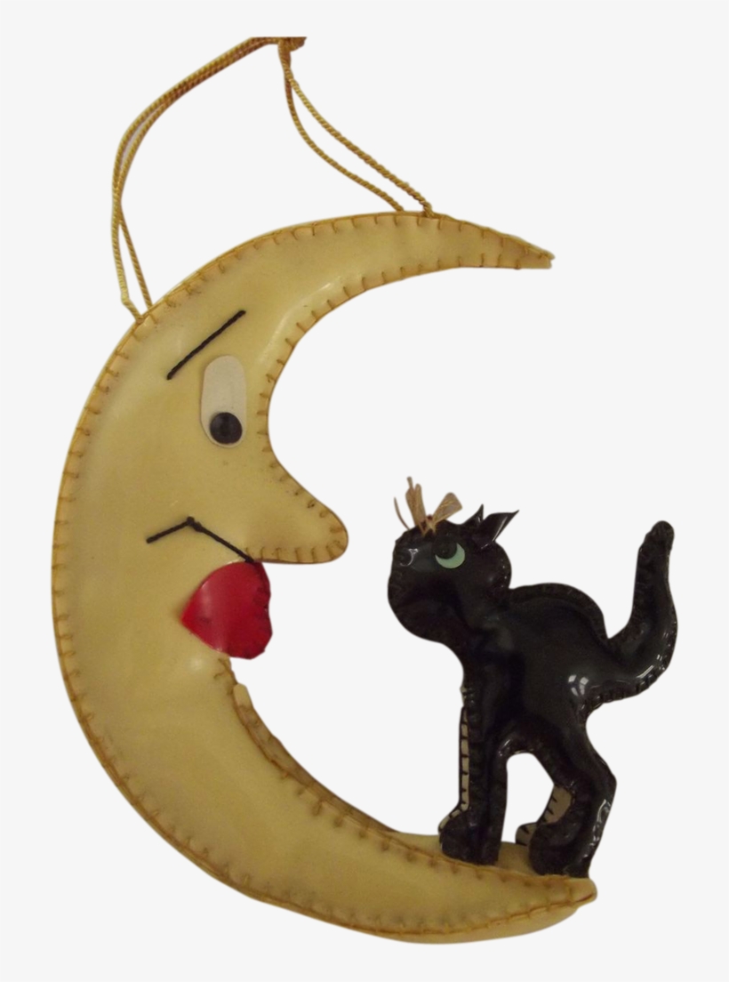 Black Cat And Man In The Moon Vinyl Ornament From Fhtv - Animal Figure, transparent png