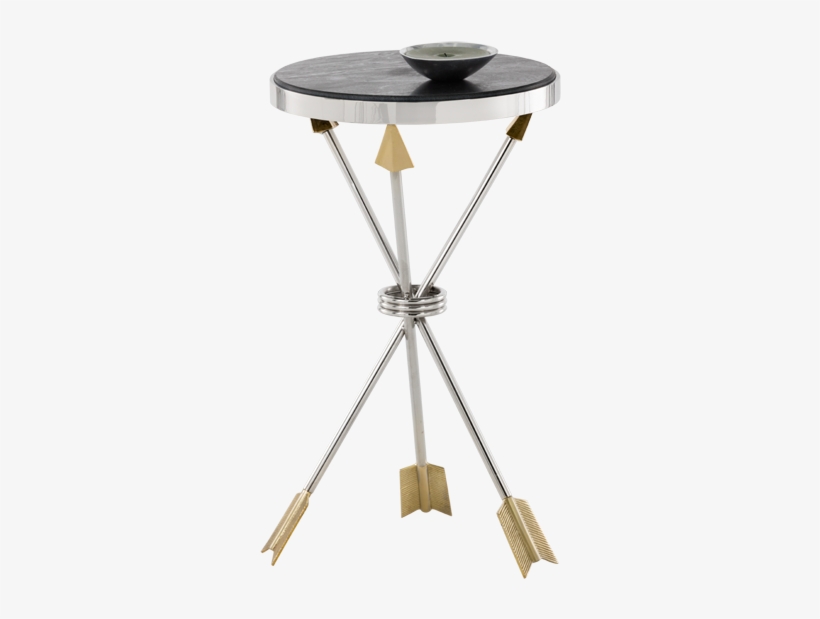 Sunpan 102088 Arrow Side Table Nickel W/ Black Marble, transparent png