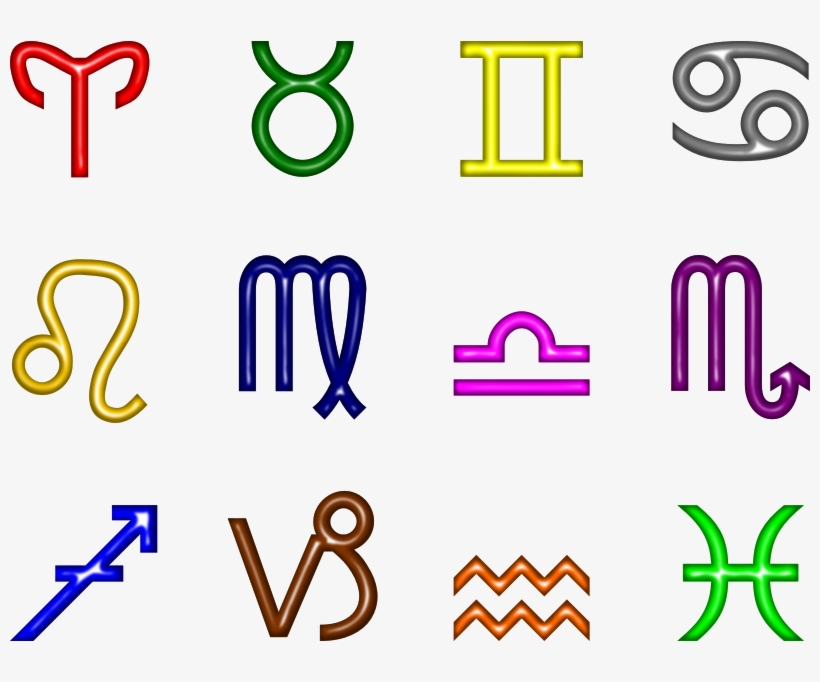 Zodiac Clipart Free For Download - Zodiac Symbols In Color, transparent png