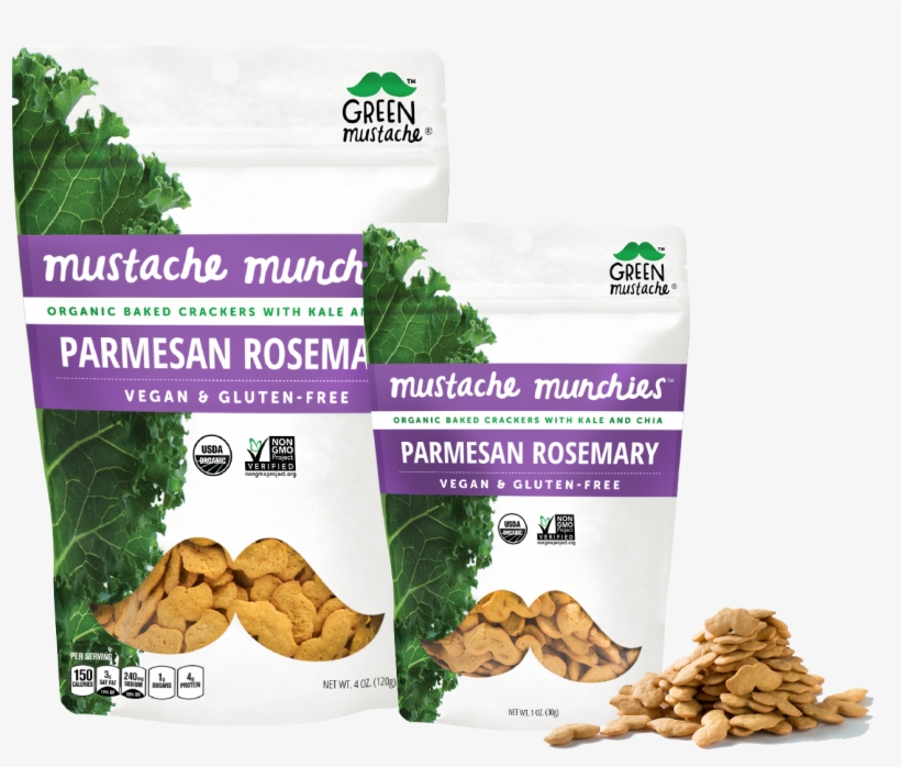 Mustache Munchies "parmesan Rosemary" Crackers, Snacks, - Green Mustache Snacks, transparent png