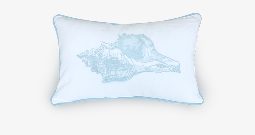 Embroidered Blue Shell Oblong Scatter Cushion - Cushion, transparent png