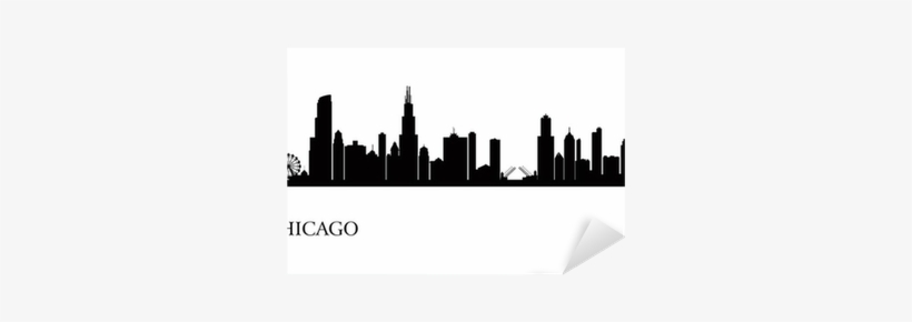 Chicago City Skyline Silhouette Background Sticker - Black And White Silhouette Chicago Skyline, transparent png