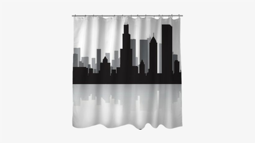 Chicago City Skyline Silhouette Shower Curtain • Pixers® - Chicago Skyline Silhouette Clip Art, transparent png