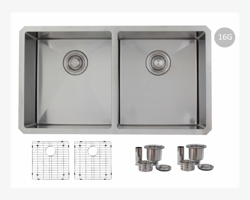 32" Undermount Double Bowl 16g Stainless Steel Sink - Stylish Stainless Steel 30" X 22" Farmhouse/apron Kitchen, transparent png