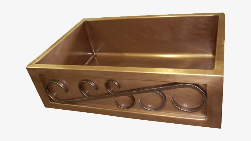 Copper Single Basin Iron Scroll Apron Farmhouse Sink - Drawer, transparent png