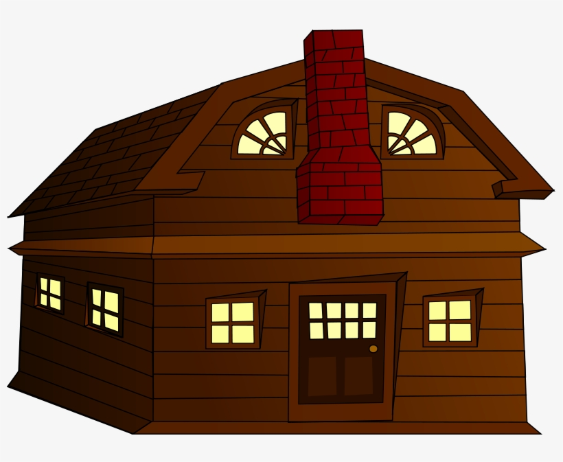 Creepy Clipart Cabin - Wood House Cartoon Png, transparent png