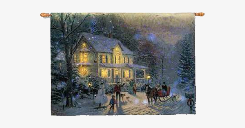 Home For The Holidays Fiber Optic Wall Tapestry By - Ceaco Thomas Kinkade Holiday Home For The Holidays, transparent png