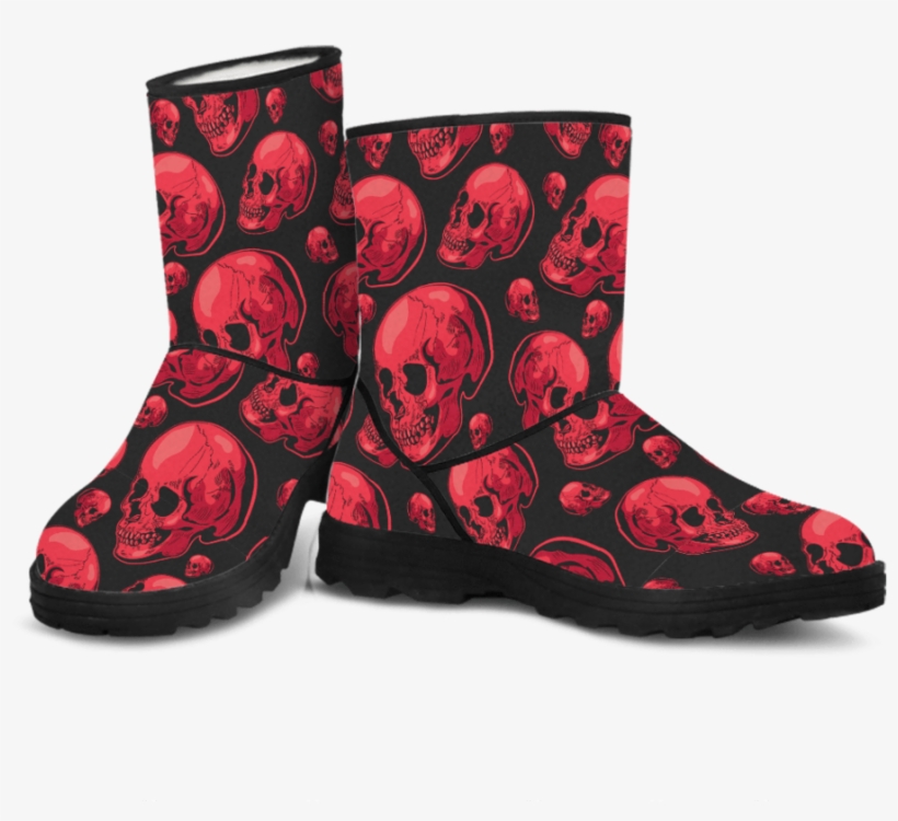 Skull Obsession Red Skull Faux Fur Boots - Gardening Shoes, transparent png