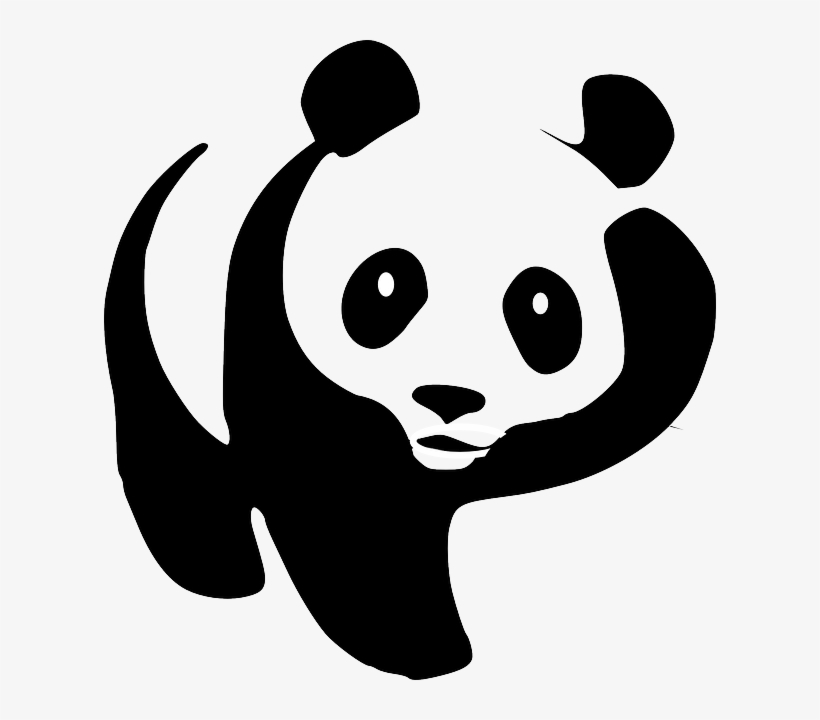 Panda Hugs - Panda Clipart Black And White, transparent png