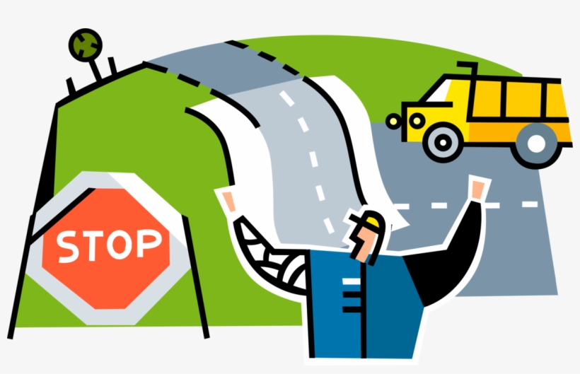 Banner Freeuse Construction Worker Directs Traffic - Construction, transparent png