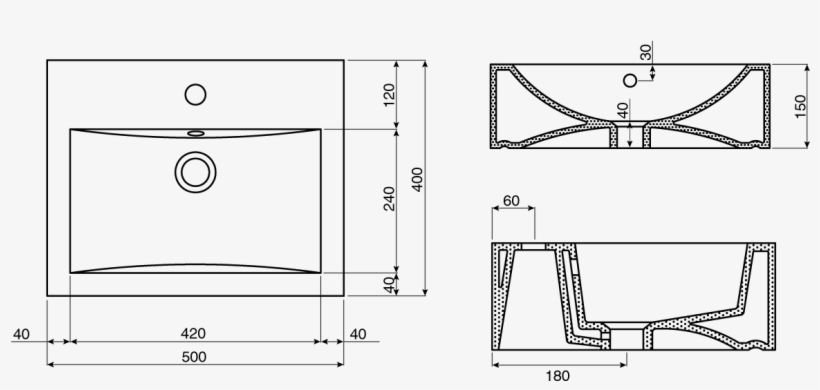 Posh Solus Counter Basin 510 X 410mm 1 Taphole White - Sink, transparent png
