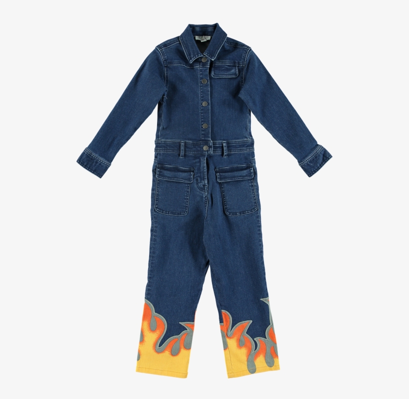 Stella Mccartney Kids Keira Denim Flame Overall - Stella Mccartney Jumpsuit Flames, transparent png