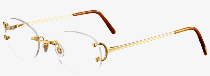 Cartier Rimless Sunglasses Black Lens Gold Frame - Brass, transparent png