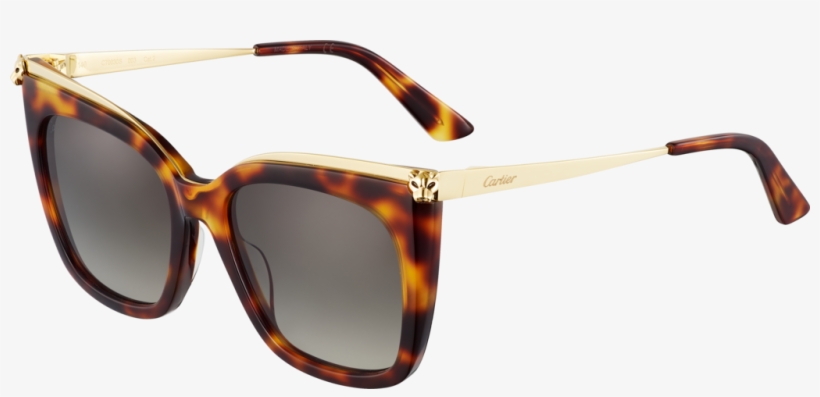 Panthère De Cartier Sunglassescombined Tortoiseshell - Sunglasses, transparent png