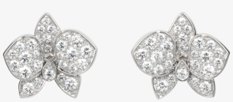 Caresse D'orchidées Par Cartier Earringswhite Gold, - Cartier Caresse D Orchidees Earrings, transparent png