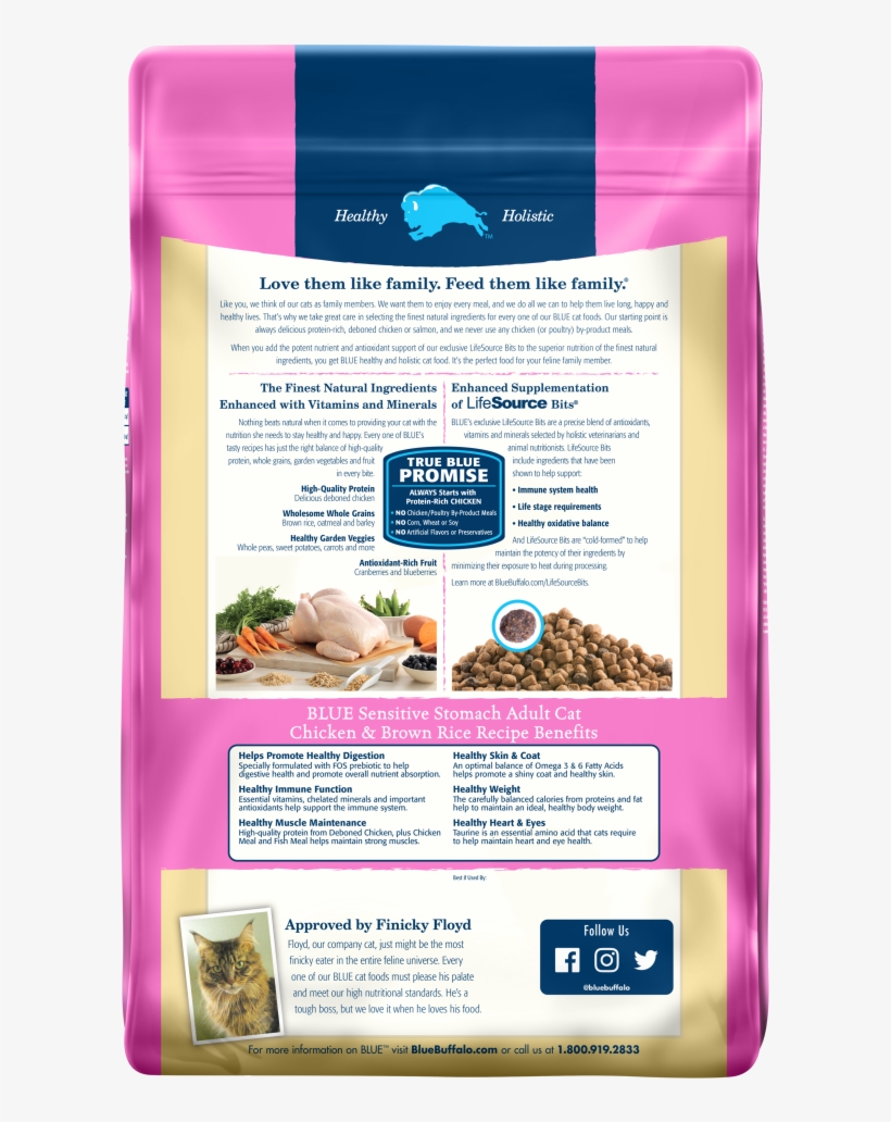 Sensitive Stomach Formula Dry Cat Food Blue Food For Cats, Natural, Chicken & Brown Rice