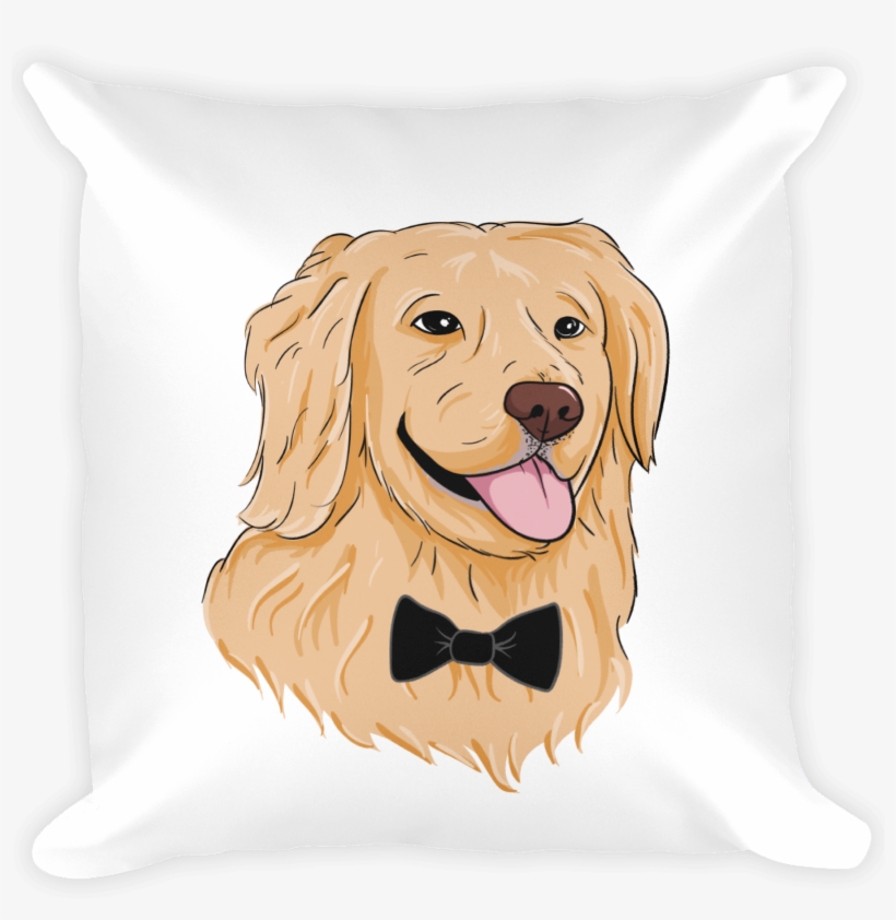Golden Retriever Pillow Funny Dog Cushion The Jazzy - Cartoon Golden Retriever Png, transparent png