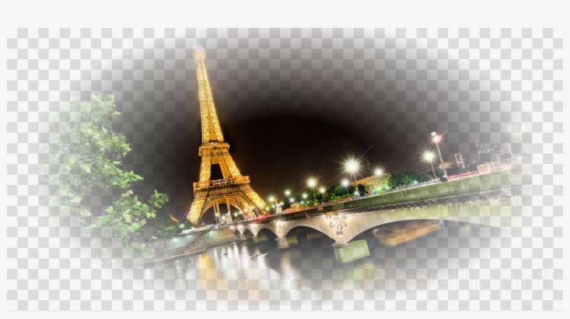 Custom City Sung Night Eiffel Tower Light Bridge France, transparent png