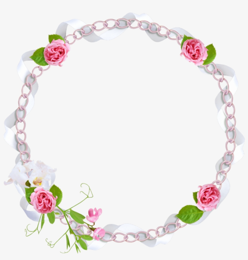 Mq Pink Rose Chains Frame Frames Border Borders - Marcos Con Flores Mexicanas, transparent png