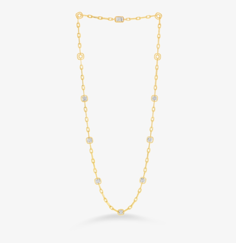 Roberto Coin Necklace With 7 Square Diamond Stations - Necklace, transparent png