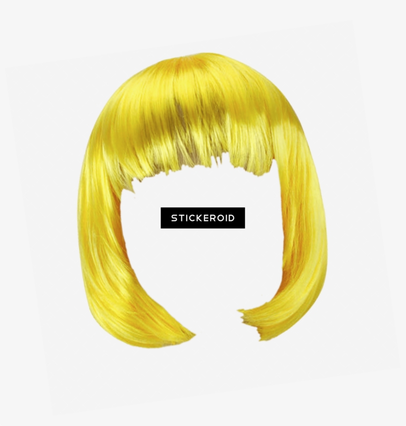 Wig Yellow Bob - Pandoli Sarı Renk Parti Peruğu Küt Saç, transparent png