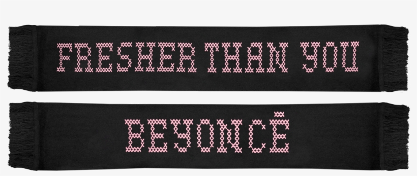 Black Fringed Knit Scarf With Pink “fresher Than You” - Parallel, transparent png