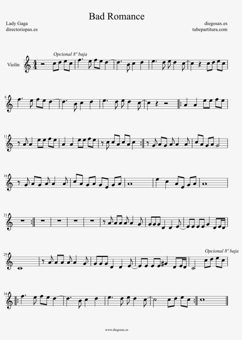 Bad Romance - Lady Gaga - Godfather Theme Clarinet Sheet Music, transparent png