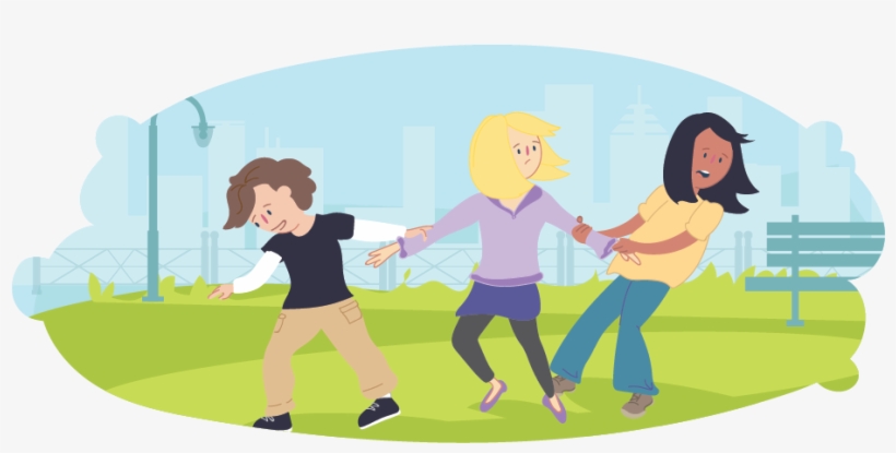 Girl In The Middle Being Pulled Either Way By Friends - Illustration, transparent png