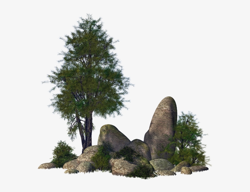 Ftestickers Landscape Trees Rocks Stones - 3d Rocks Png, transparent png