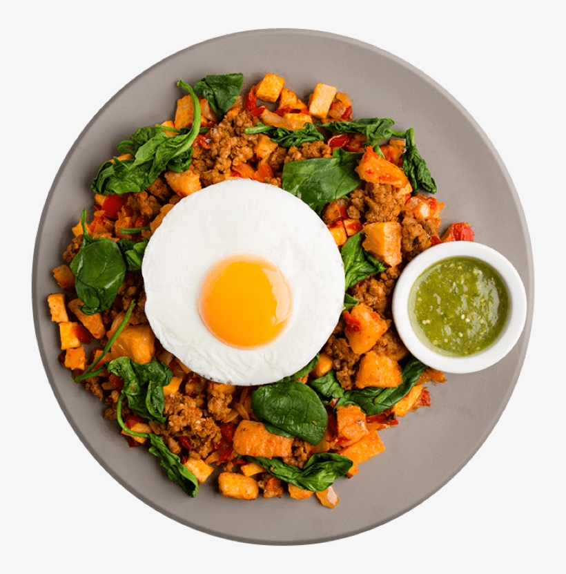 Athlete Breakfast Chorizo And Yuca Hash With Tomatillo - Fried Egg, transparent png