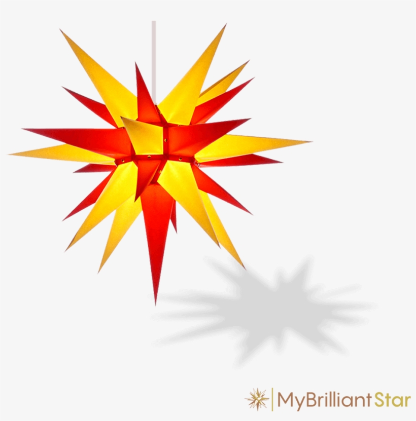 Herrnhuter Stern I6 Papier Gelb-rot (60cm), transparent png